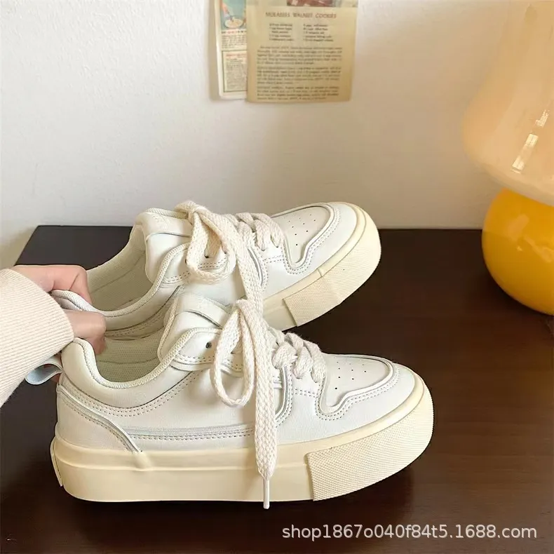 Thick Soled Big Toe For Women, Height Increasing Breathable Casual Sports Shoes, Popular High Street White Shoes