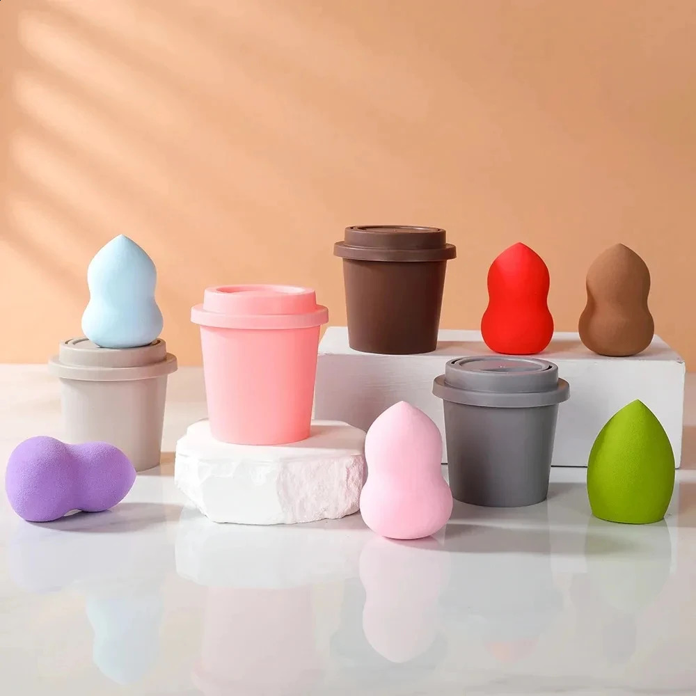 25 customized beauty eggs cosmetics blender customized makeup sponge private label latex free coffee cup makeup sponge 241008