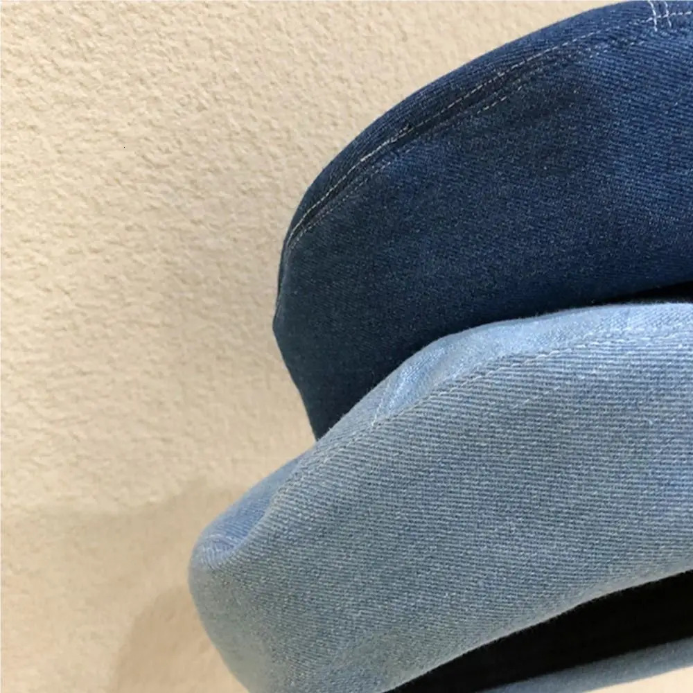 Womens denim beret jeans beret painted hat spring bunny hat vintage octagonal hat womens outdoor casual sun hat 241007