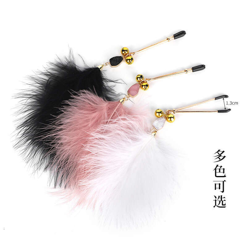 SM sex props foreplay teasing gentle feather breast clip female masturbation toy clitoral clip alternative adult toy