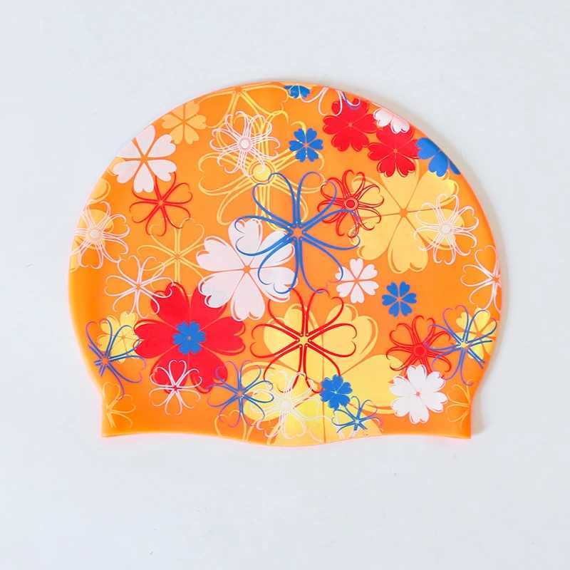 Waterproof silicone swimming cap for women high elasticity and flexible protection ear hair swimming pool cap CL241009