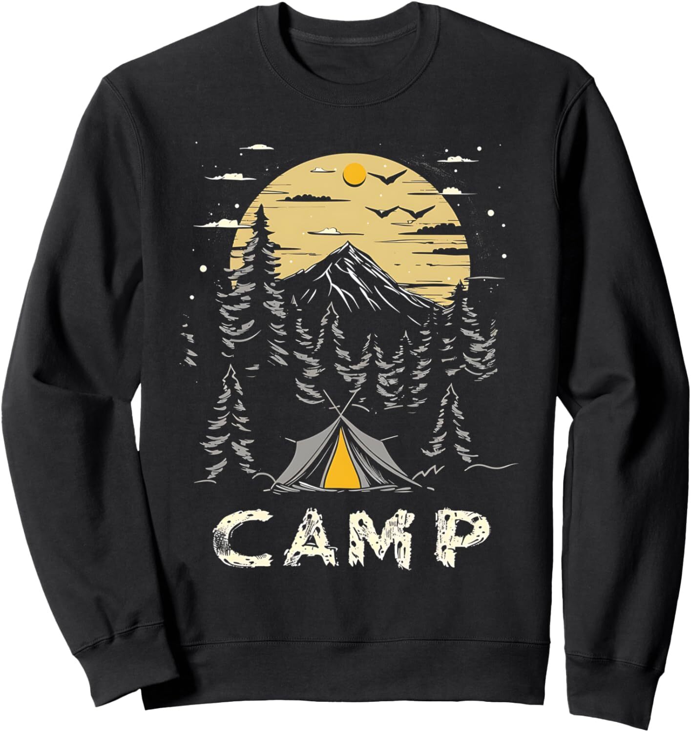 Long Sleeve Shirts for Men sweatshirt Camping Mountain Sunset Camper Hiking Outdoor Nature Lover Sweatshirt Tee Streetwear Casual tops clothes