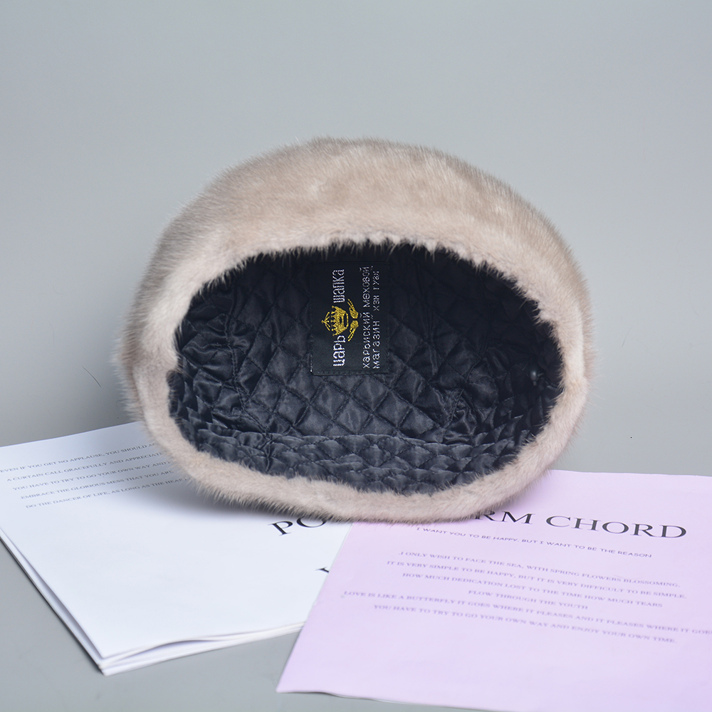 100% Natural Whole Hat Winter Elegant European And American Women Fashion Real Mink Fur Cap