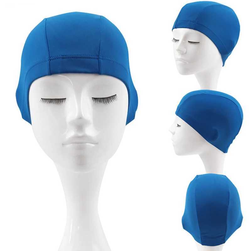 Adult high elasticity swimming cap mens waterproof swimming pool cap ear protection long hair solid color diving cap CL241009