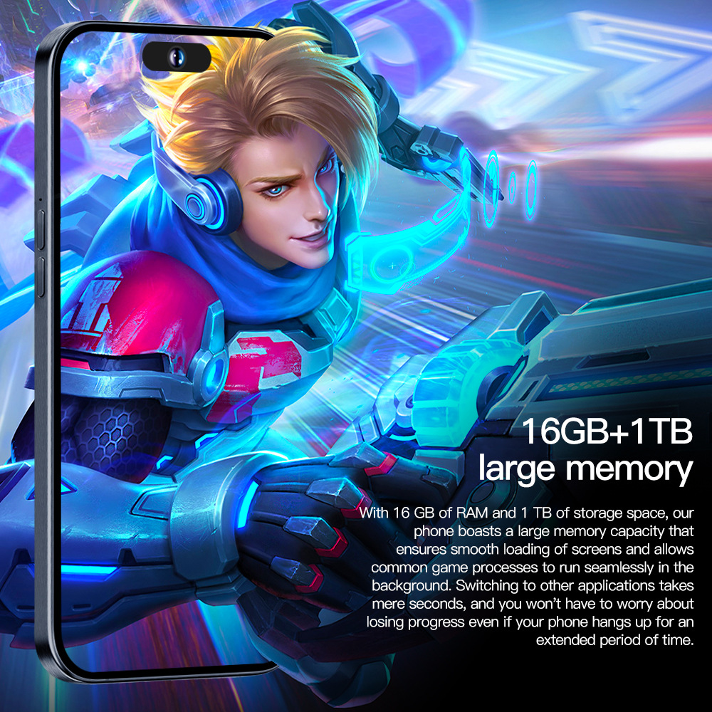15 Pro Max Mobile 6.8-inch HD Screen Android 14 Phone Snapdragon 8 Gen3 CPU,16GB+1TB Cell Phone,72MP+108MP Camera Pixels 7800mAh Battery 5G Dual SIM C