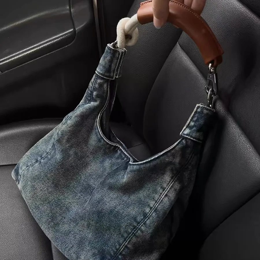 Vintage Denim Women Totes Brand Fashion Causal TLXT Messenger Shoulder Bag Large Capacity female Shopper Hobo Armpit Bag