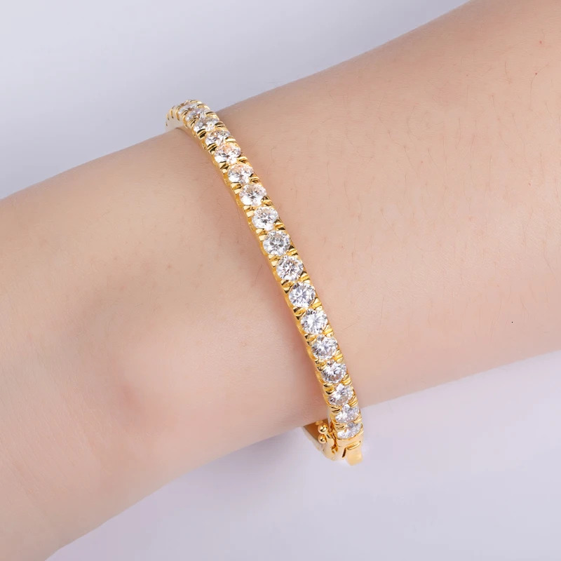 4mm Wide Bracelet Womens Solid Plated 14K Gold 925 Silver Round Full Tennis 240912