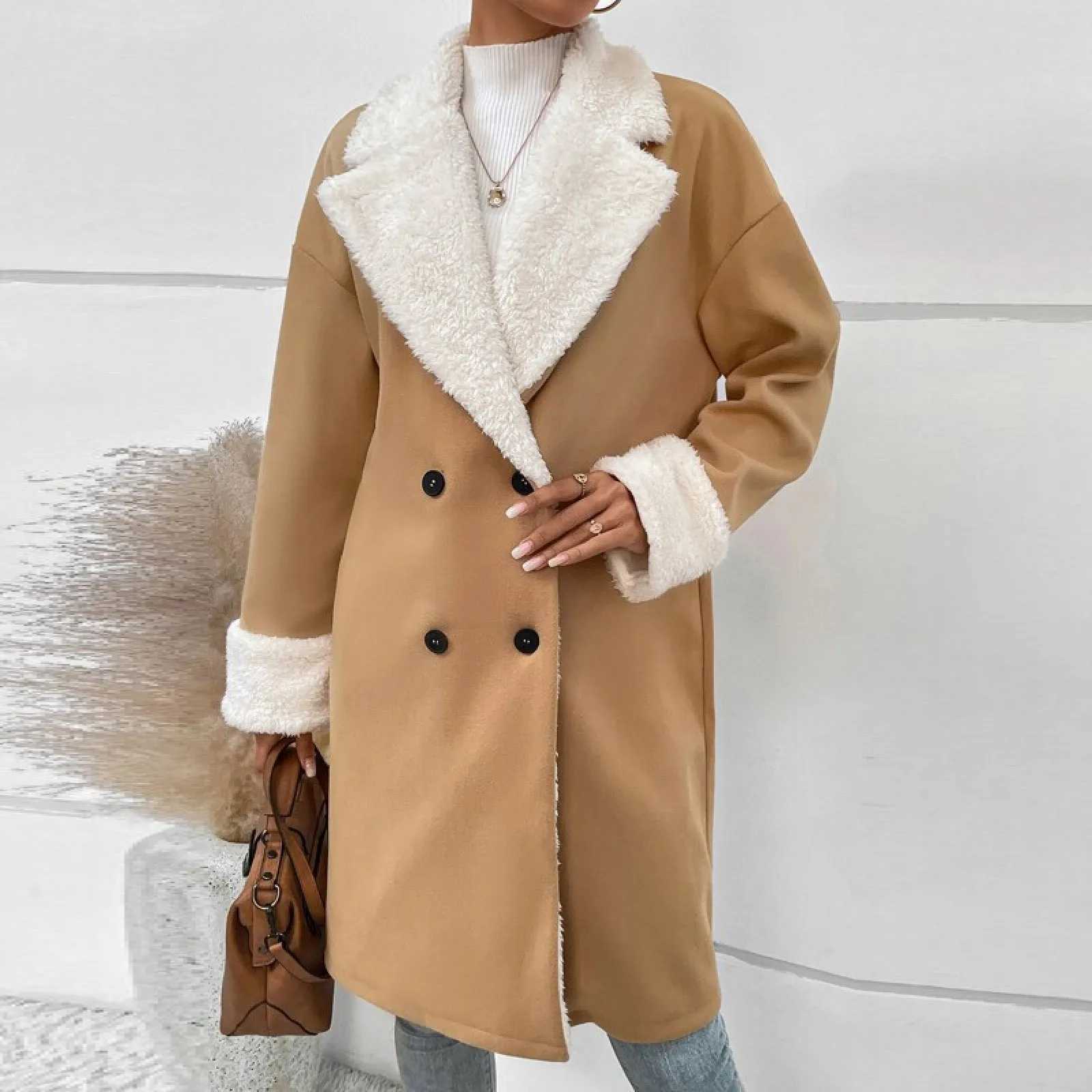 WomenS Jackets Winter Imitation Lamb Down Vintage Coat Fashion Thicken Korean Warm Loose Woman Clothing Mid Length CoatX241018