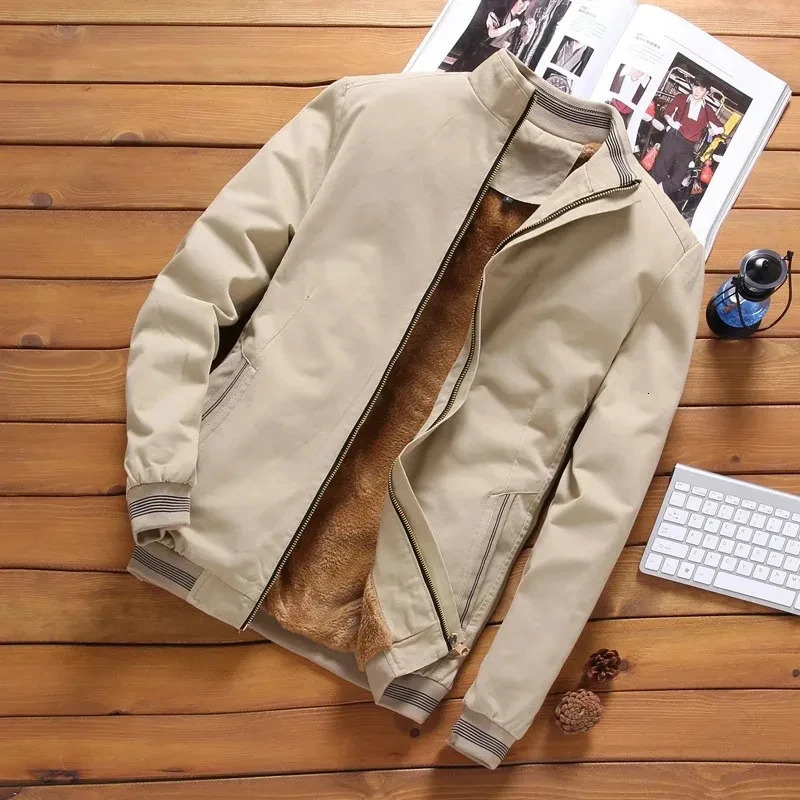 Autumn and winter mens casual fashion warm and thick anti cold large zipper pad baseball jacket 241009