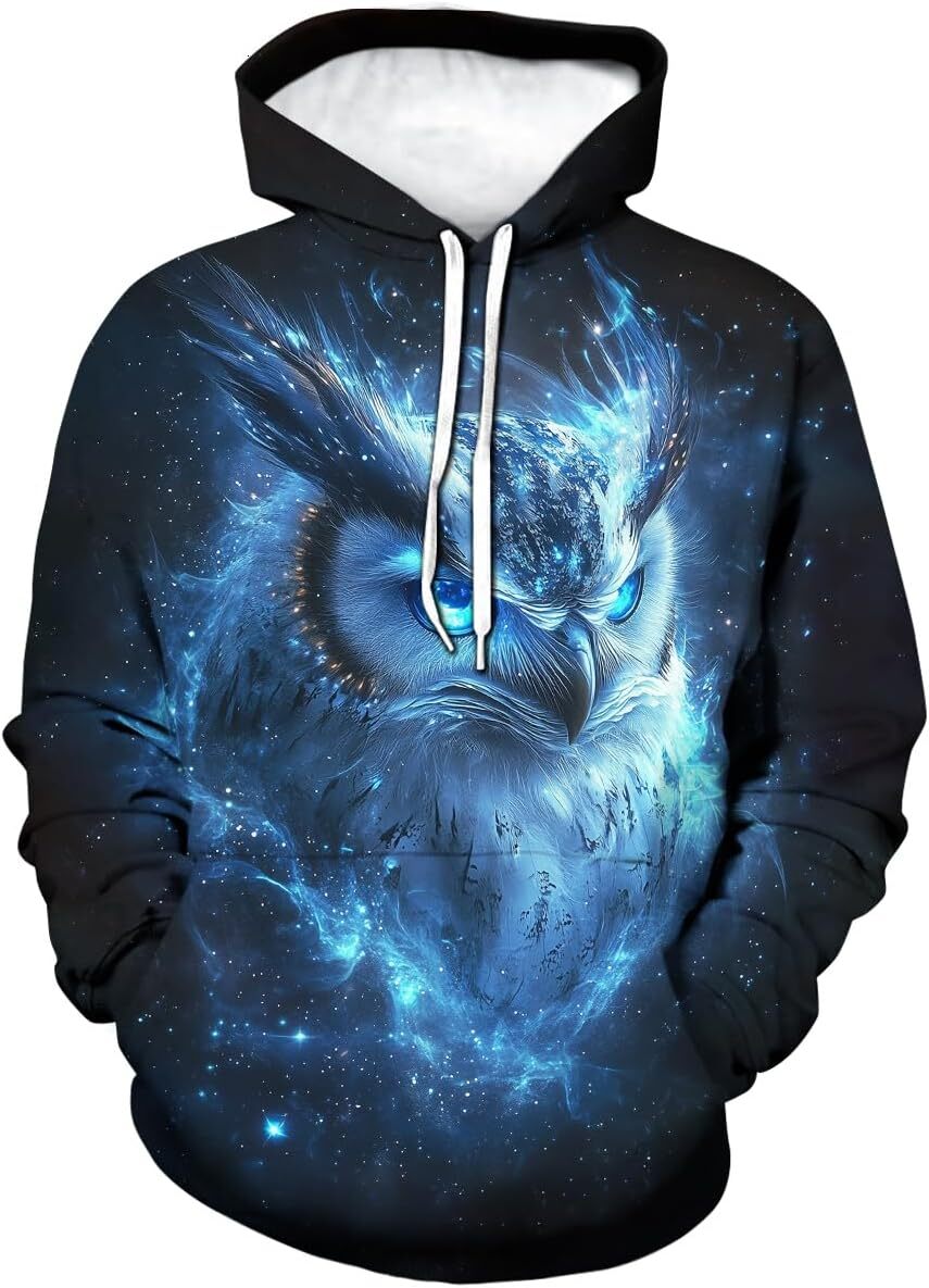Hoodie for Mens Novelty 3D Eagle Print Hoodie Galaxy Colors Theme Animal Graphic Hoodies Pullover Sweatshirt Graphic Hoodies sweatshirt tracksuit