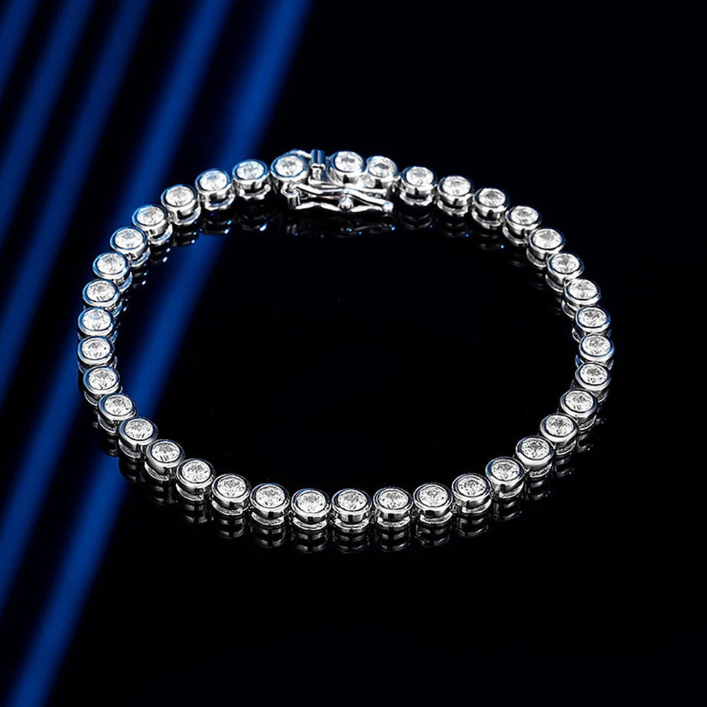 KNOBSPIN D VVS1 Round Tennis Bracelet Original s925 Pure Silver Plated 18k Gold Comes with GRA 240912