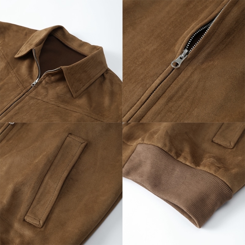 Mens Bomber Jacket Turn-down Collar Spring Retro Patchwork Zipper Pocket Short Coats Overcoat Streetwear Male Leather Jackets 240914