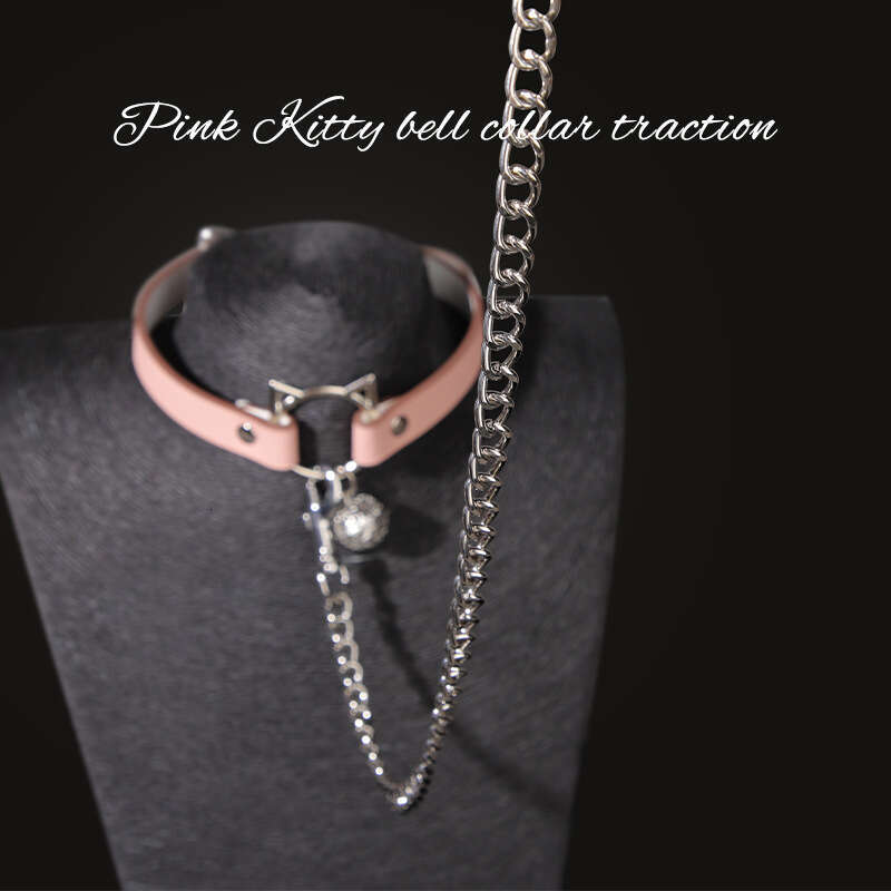 SM Sex Props Cute Cat Bell Collar Dog Slave Training PU Traction Collar Alternative Sex Supplies Delivery