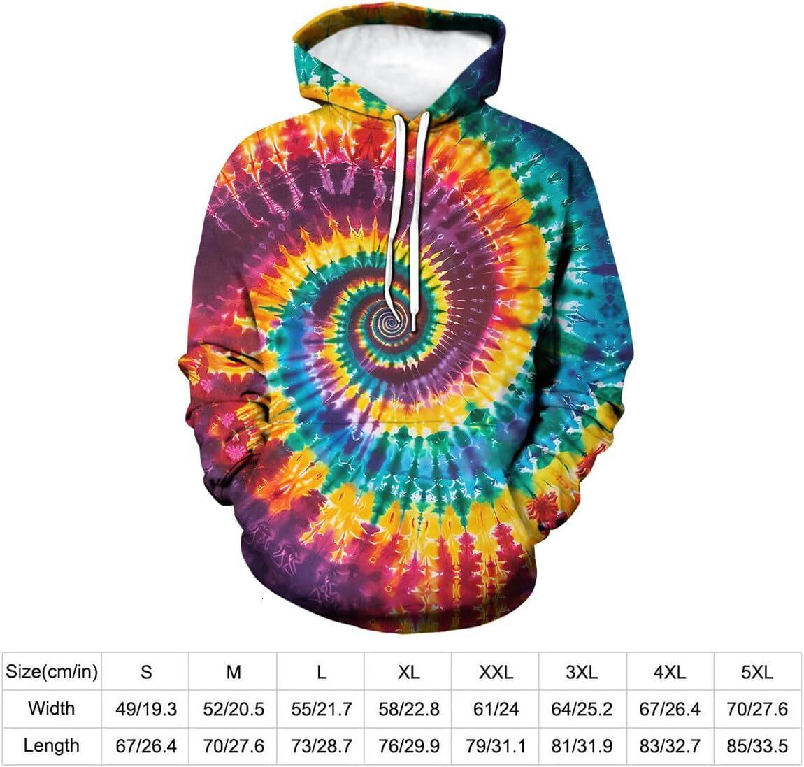 Hoodie for Mens Womens Mens Tie Dye Print Hoodies Colorful Graphic Hooded Pullover Fashion Long Sleeve Sweatshirt Hoodie With Pocket Graphic fashion