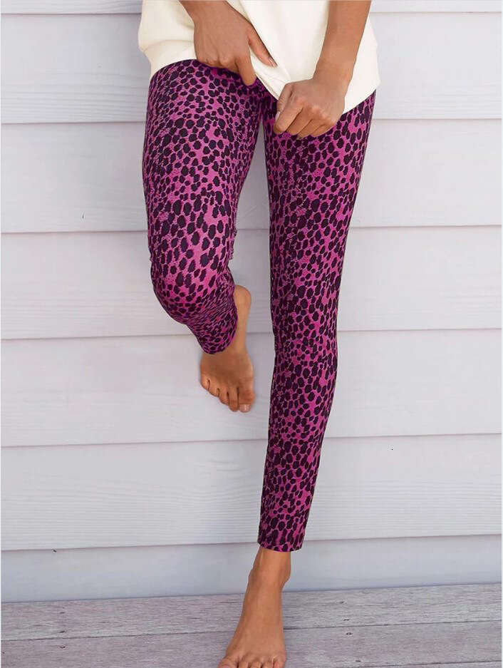 2024 autumn/winter leggings, leopard print elastic high waist stretch fitness leggings for women