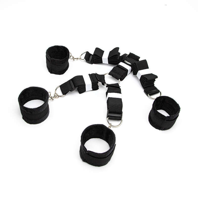 Sexy SM props, black four corner bed straps, SM binding, hand and foot handcuffs, torture equipment, alternative adult products
