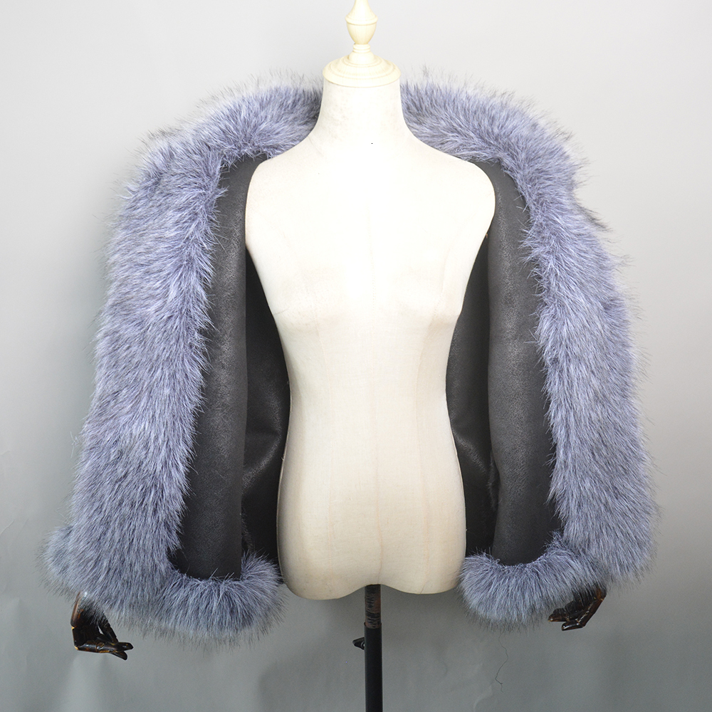 New Knitted Mink Shawl Coat With Fake Fox Fur Collar Womens Fashion Knit Jacket Cape