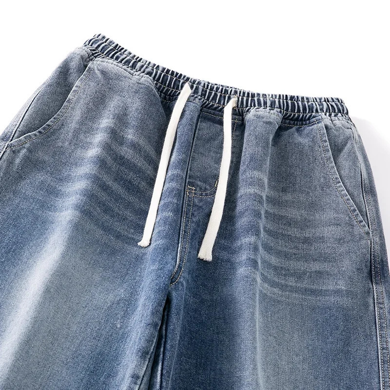 2025 SpringSummer Mens Jeans Street Wide Leg Pants Wash Pull Trend Bag 240929