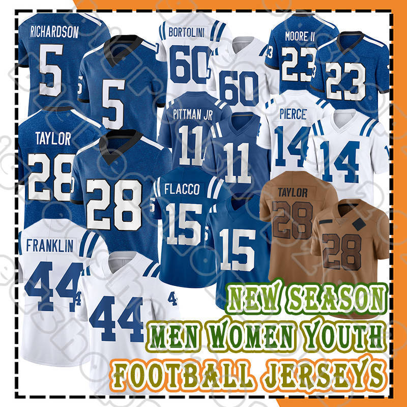 Jonathan Taylor Football Anthony Richardson Jerseys Josh Downs Coltss Kenny Moore Peyton Manning Adonai Mitchell Pittman Zaire Franklin Joe Flacco Quenton Nelson