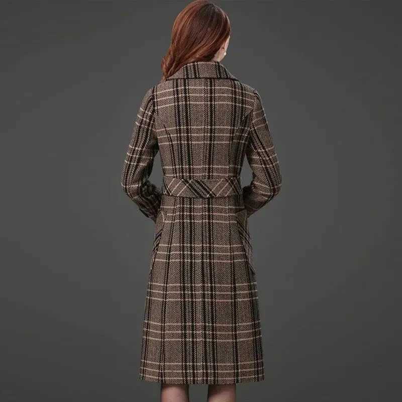 Womens High-end Thicke Woolen Coat NEW Autumn Winter Korean Windbreaker Jacket Temperament Mid-Long Outwear Female 7XLX241009