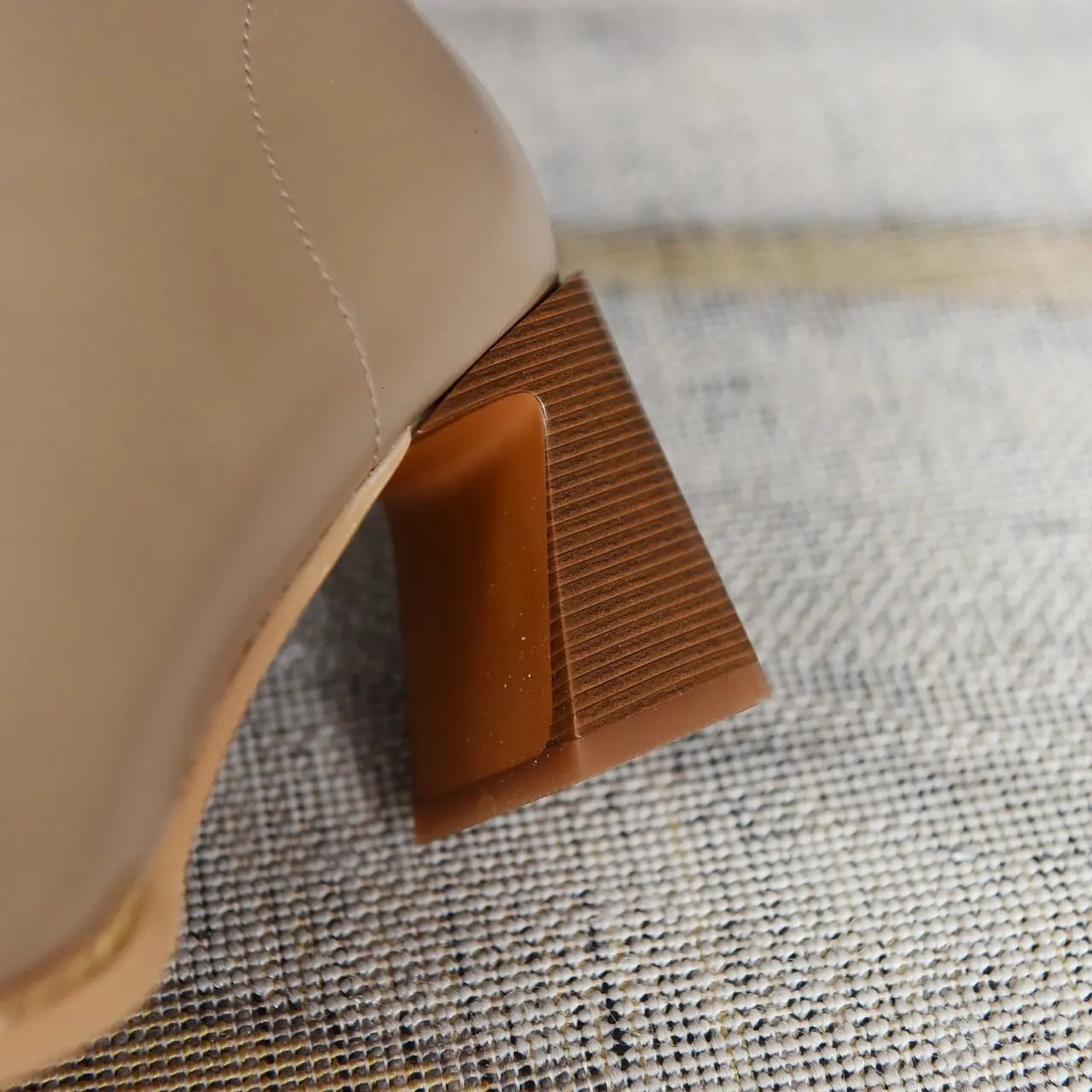 Winter Hingh high heels PU Ankle brown black boots Square high heels women riding suede square toe leather boots women Botas Mujer 241007