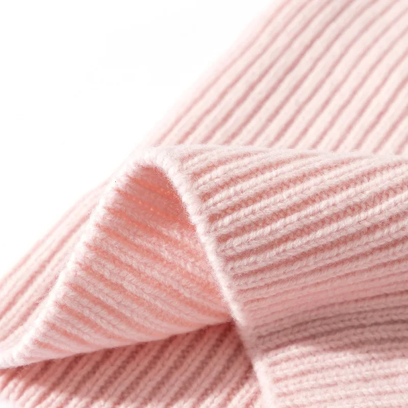 Pure Wool Knitted Beanie Unisex Winter Thick 100%Woolen Hat Classic Mens and Women Cap Ski Solid Sheep-Wool Warm Skull Headwear 241007