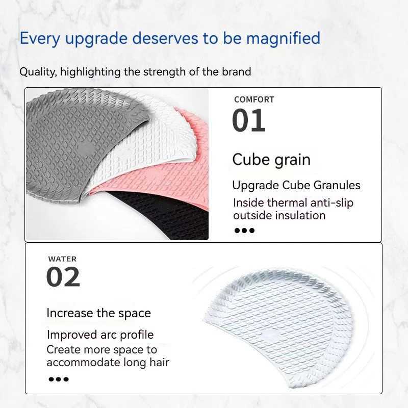 New large adult silicone swimming cap no cutting head waterproof anti fall mens and womens swimming caps CL241009