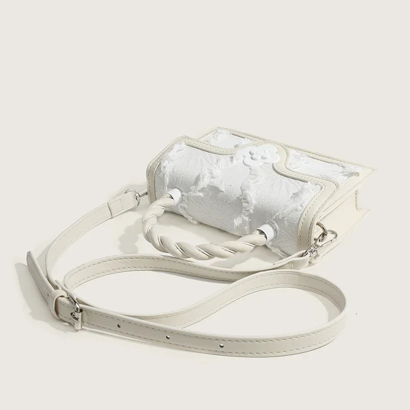 Tassel white mini square womens messenger bag er handbag wallet 2024 fashionable woven shoulder cross body 241008