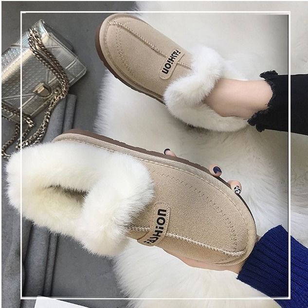 2024 New Designer Winter Australian Cotton Shoes Integrated Fur Leather Thickened Warm Home Anti slip Snow Boots
