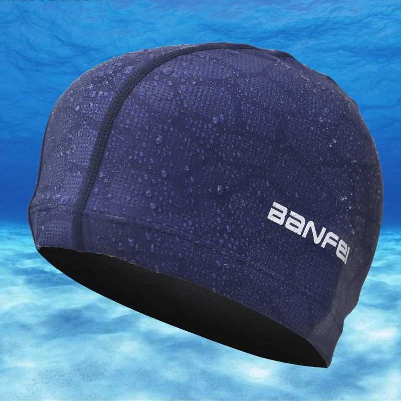 High elasticity waterproof fabric protects ears long hair water sports swimming pool swimming pool swimming poolcap male and female adult swimming ca 
