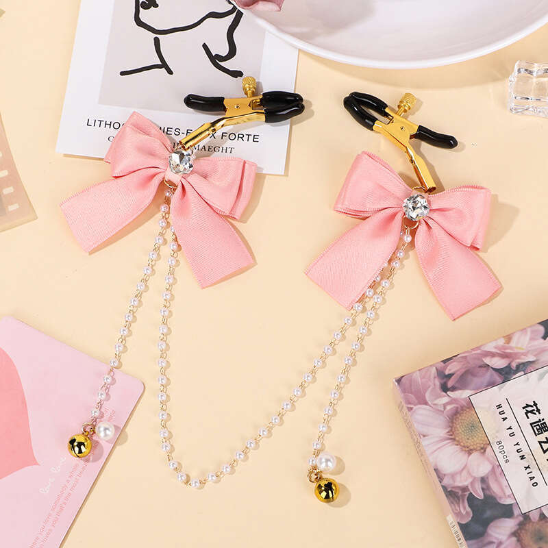 SM Sex Toys Female Masturbation Bell Breast Clip Bow Chain Clitoral Clip Adult Toy Sex Prop