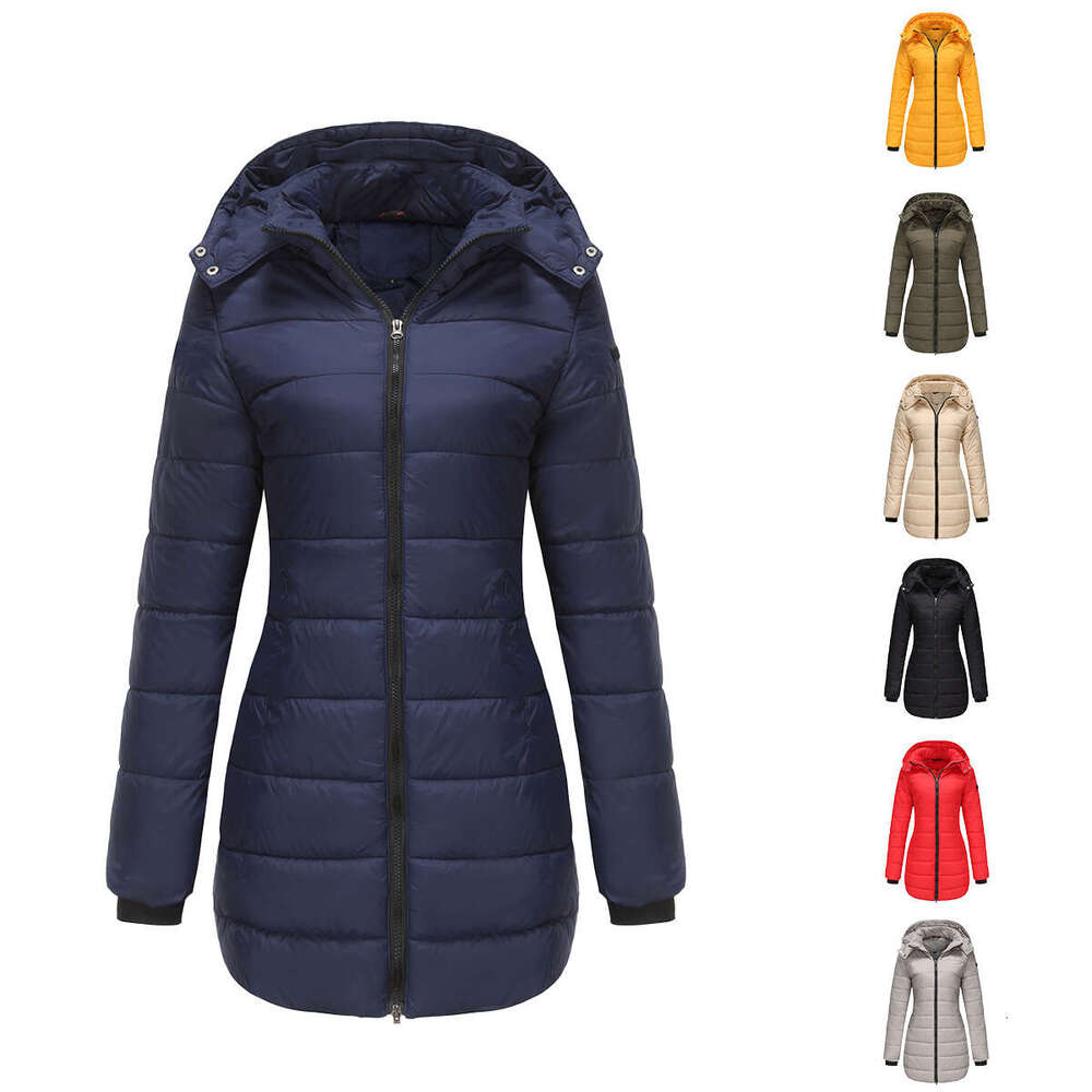2024 New Waterproof with Detachable Hat Long Sleeve Style Overcoming Autumn and Winter Warm Cotton Coat for Women