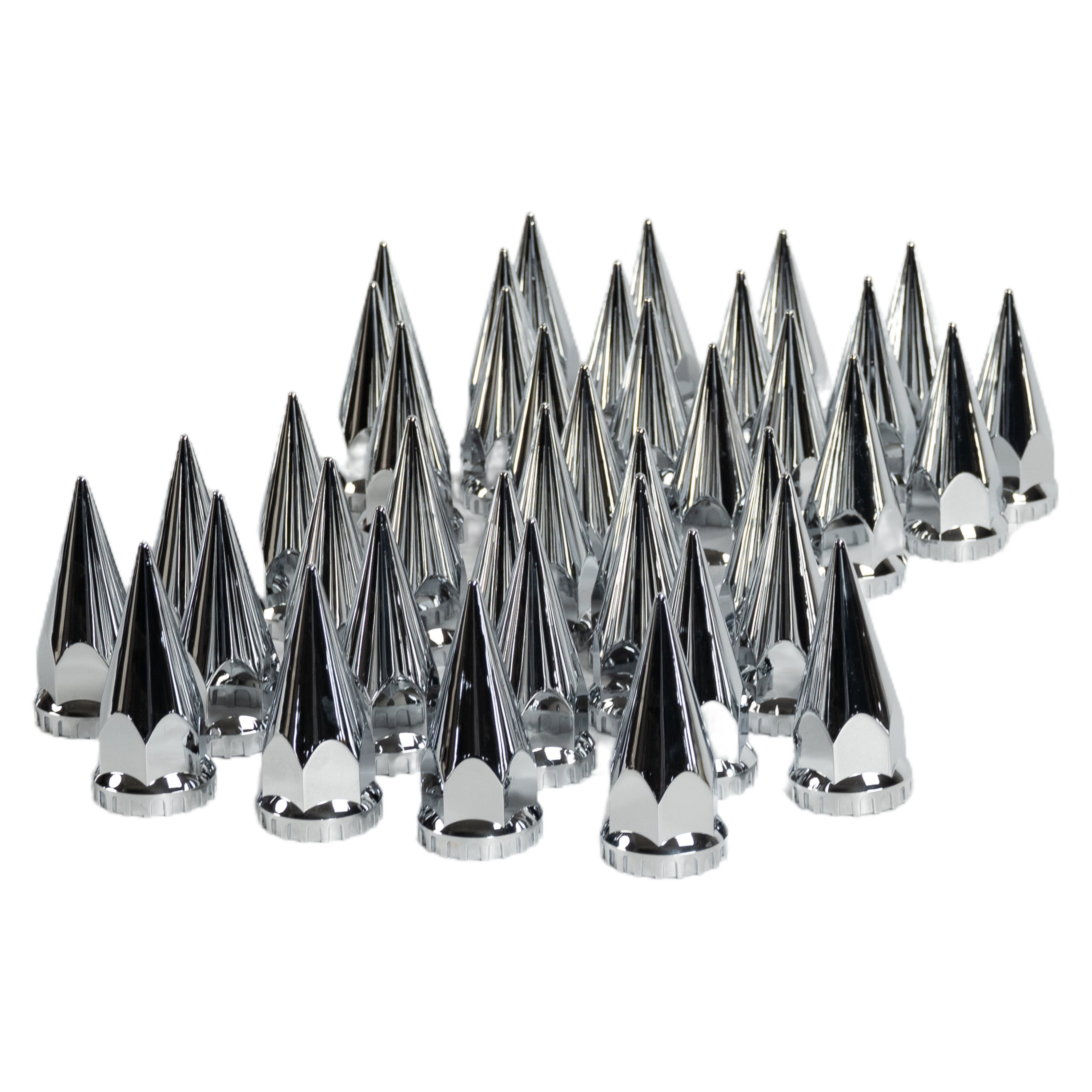 33mm x 4 3/4" Thread On Spike Lug Nut Covers Screw On, ABS Chrome Plastic Pointed Screw-on Nuts Cover for Semi Trucks,