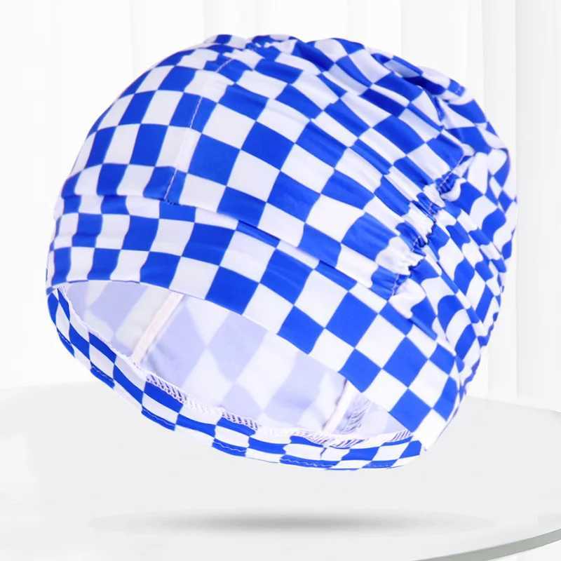 Folding flower petal fabric swimming cap swimming pool beach protection long hair ear shower cap CL241009