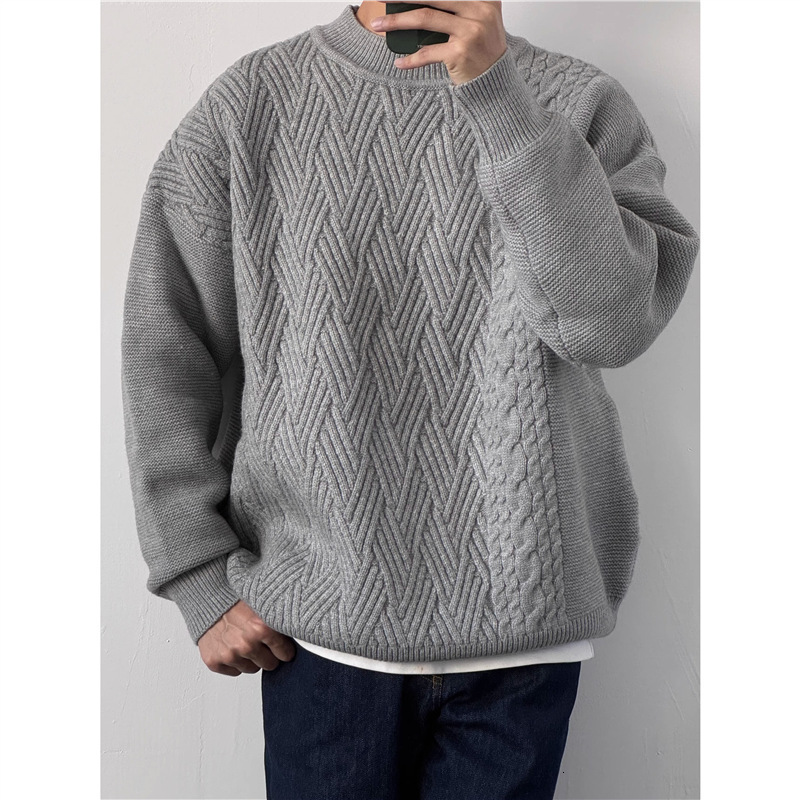 2024 New Designer Winter Button Flower Round Neck Knitted Men's Autumn/Winter Loose Casual Hoodie Solid Color Sweater