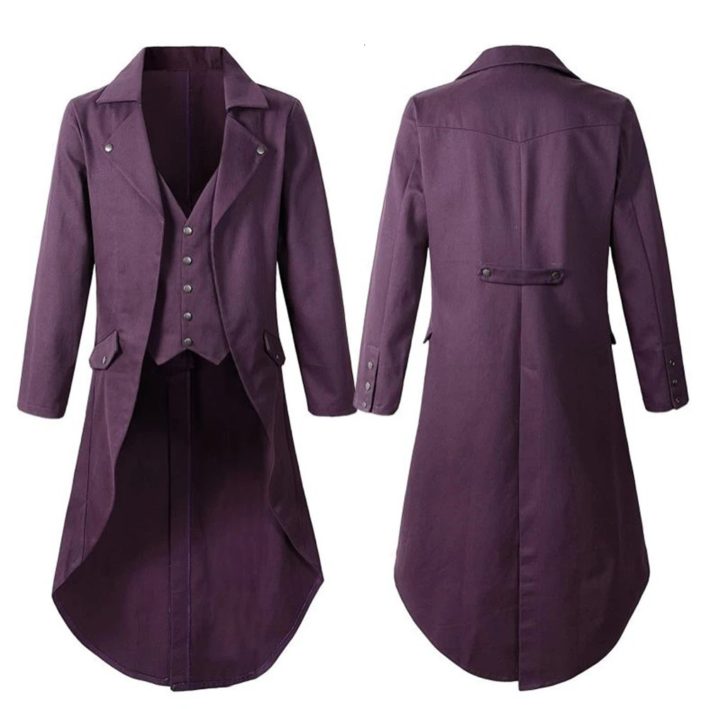 Mens childrens steampunk Gothic jacket retro tailcoat punk medieval Halloween roleplaying costume 241007