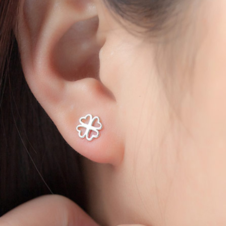 Needle Lucky Su Sier Hollow Love Clover Earnail