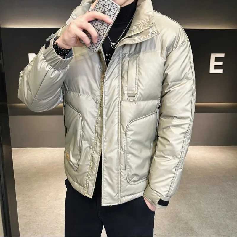 High-End Men Stand Collar Down Jacket Winter New Male Thicken Warm Pure Color Large Size Coat Fashion Casual Versatile Outerwear LX241009