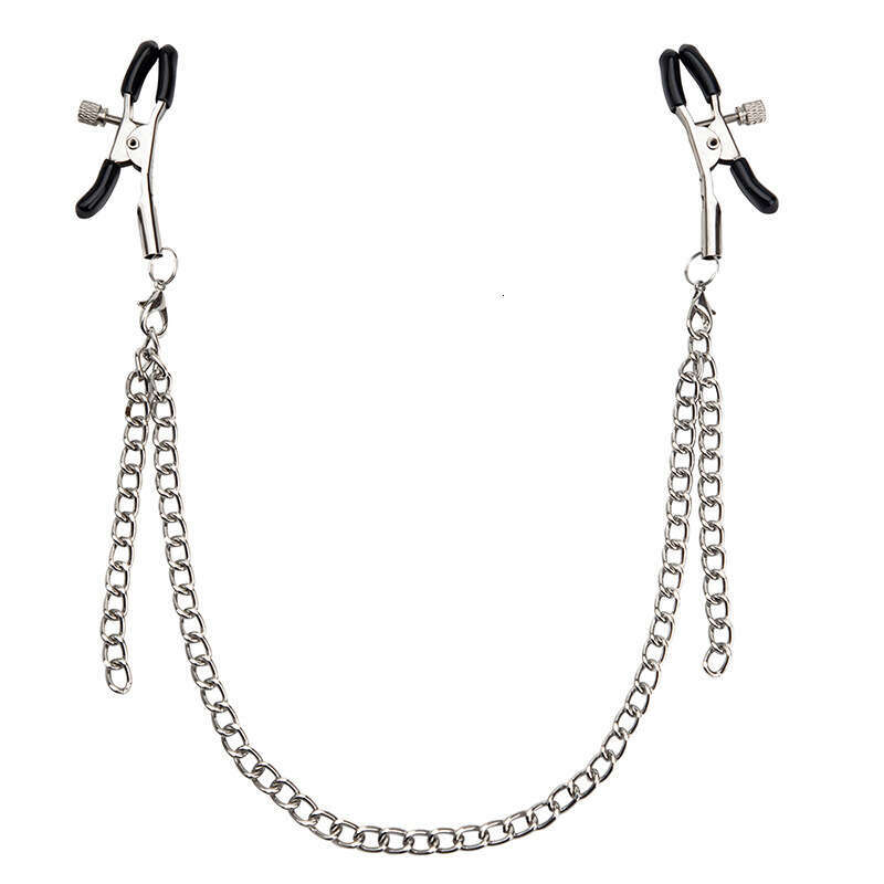 SM prop female slave training sex torture device long chain breast clip double peak breast abuse clip adult product sex toy