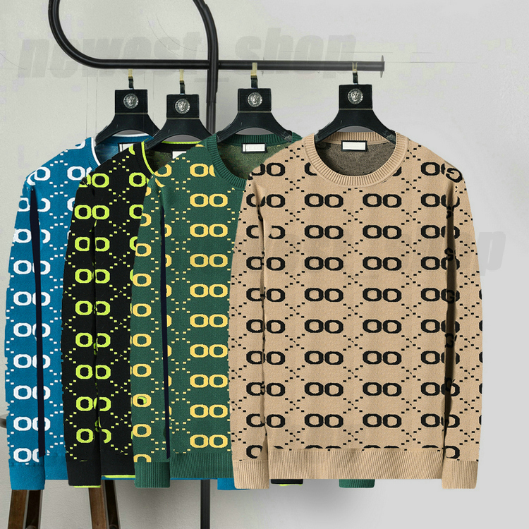 designer autumn mens sweaters clothes pullover knitted casual knitwear sweatshirts geometry double letter green blue woollen woolly jumper