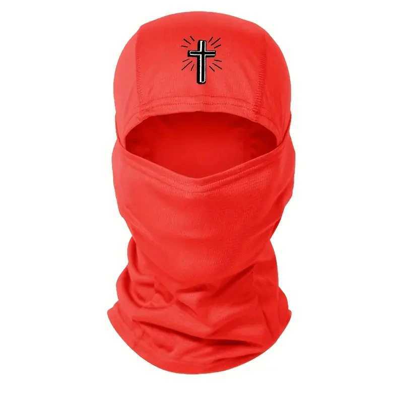 1 piece of mens cartoon cross print Balaclava riding mask hat ski mask used for neutral sunshade breathable windproof and sun protection hat W241008