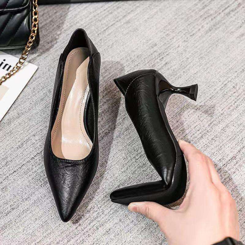 Work Clothing, Custom-Made Leather, Professional Slim Two On Soft Soled Shoes, Flight Attendant High Heels, Women's Shoes