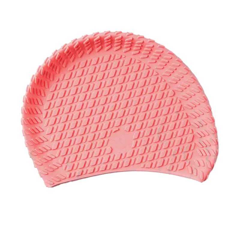 New large adult silicone swimming cap no cutting head waterproof anti fall mens and womens swimming caps CL241009