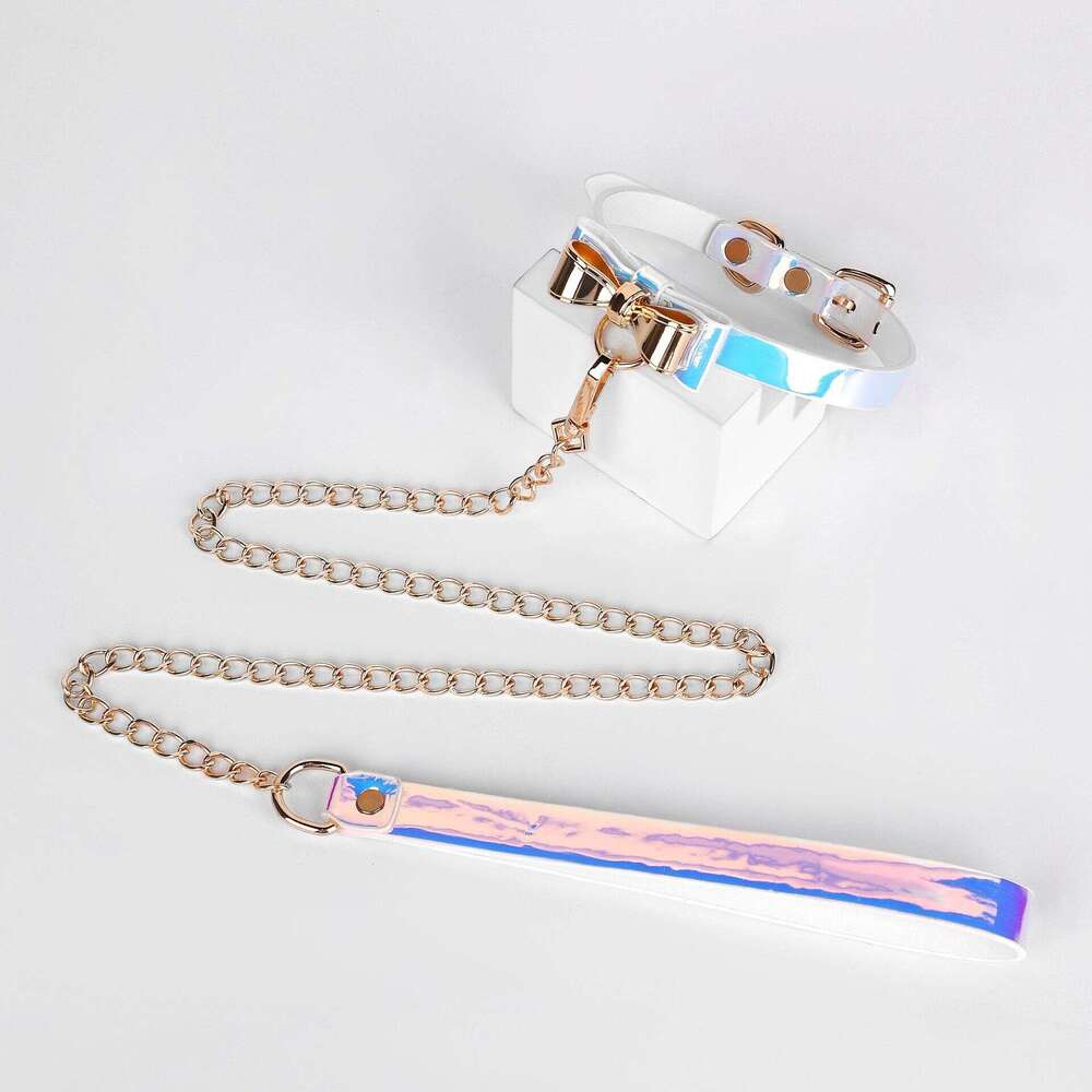 SM Sex Prop Black Gold Bow Sex Collar Training Female Slave Traction Neck Set Alternative SM Adult Products