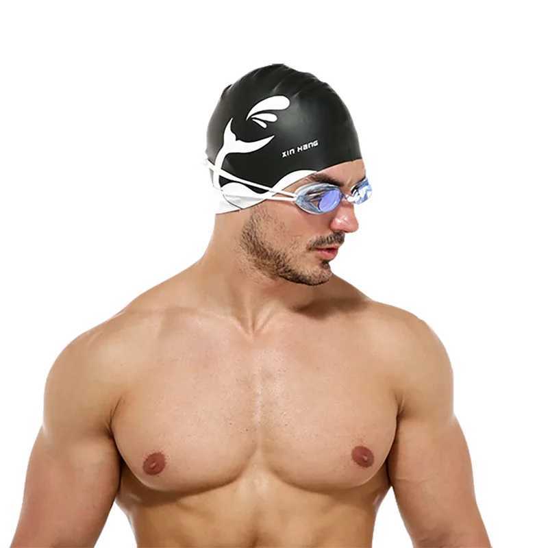 Adult swimming cap mens long hair high-quality ultra-fine silicone bubble cap ear cushions waterproof and hair care CL241009