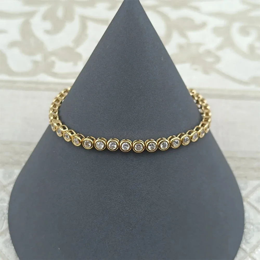 23mm Gra certified womens tennis bracelet 925 sterling silver round bubble border set diamond 240912