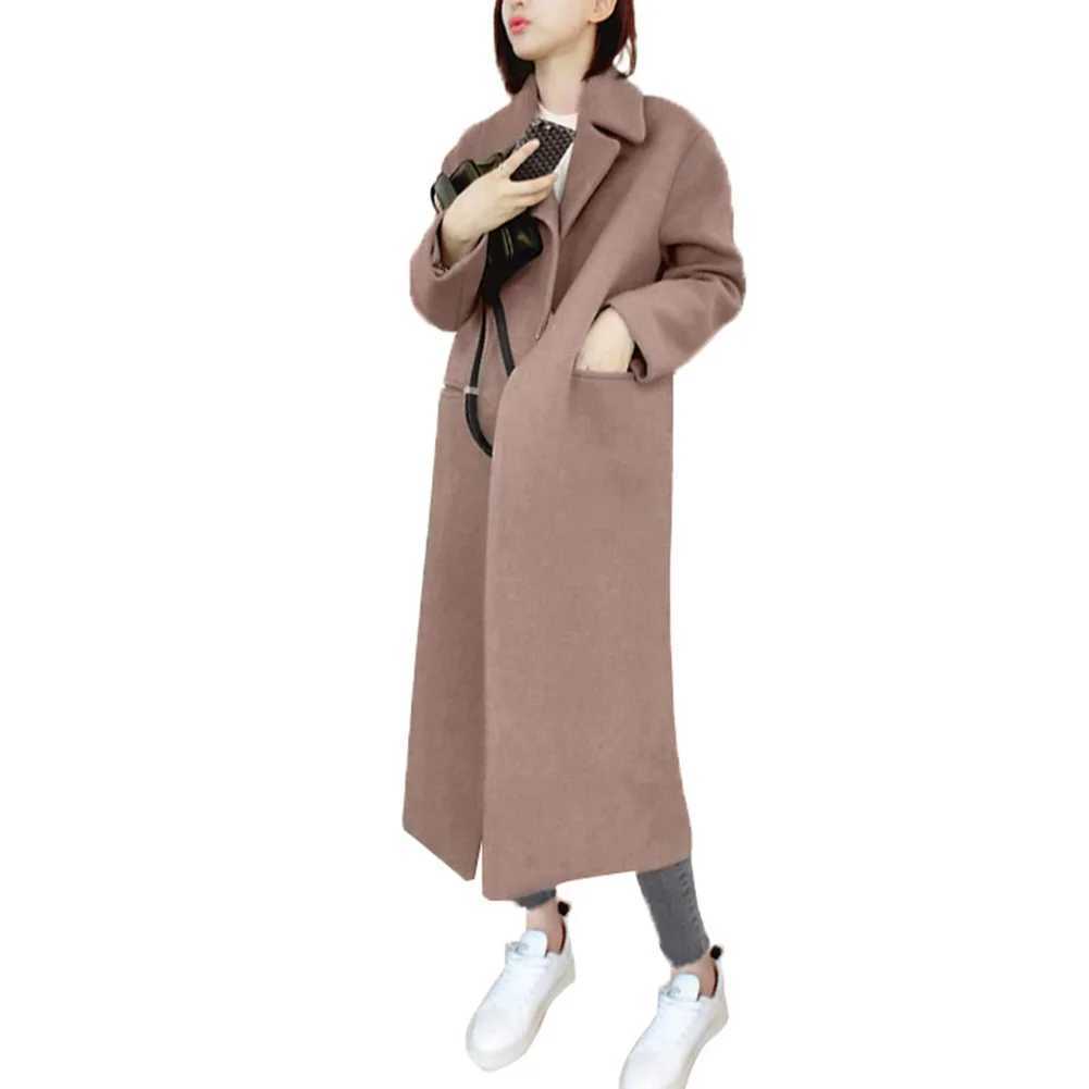 Fashion Coat Women Solid Color Thick Pocket Women Autumn Winter Warm Long Jacket CoatX241009