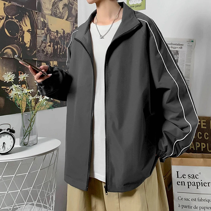 Thin jacket mens loose large size jacket spring summer and Hong Kong wind jacket youth joker mens student spring 240914