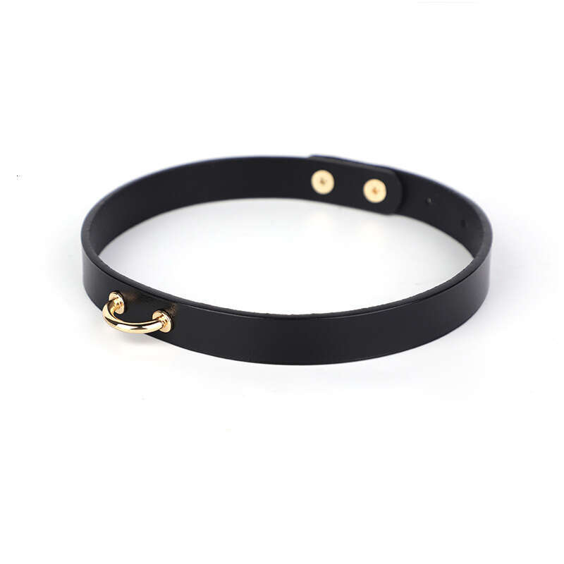 SM props, simple leather traction collar, high-end cowhide charm collar, suggestive choker adult products