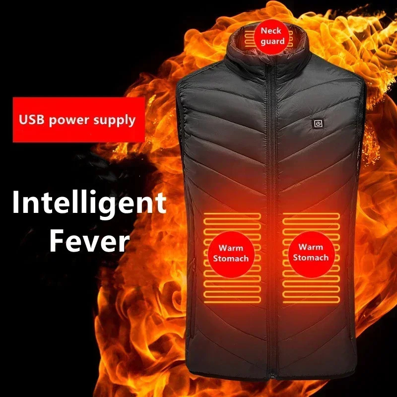 21 Zone Heating Vest Mens USB Infrared Thermal Jacket Smart Heating Clothes Winter Cold-proof Thick Sleeveless Coat Hiking 241031